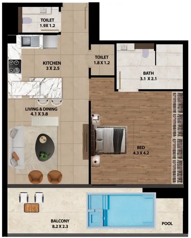 1 bedroom layout