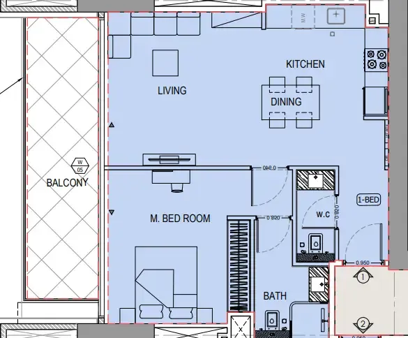 1 bedroom layout