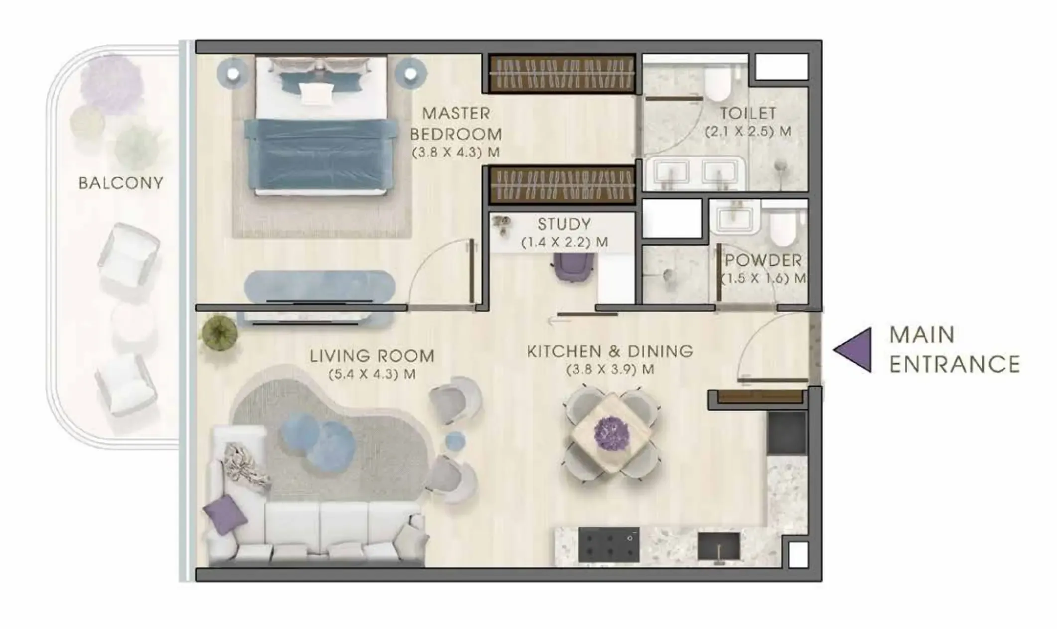 1 bedroom layout