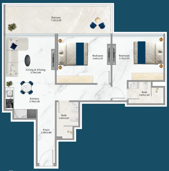 2 bedroom layout