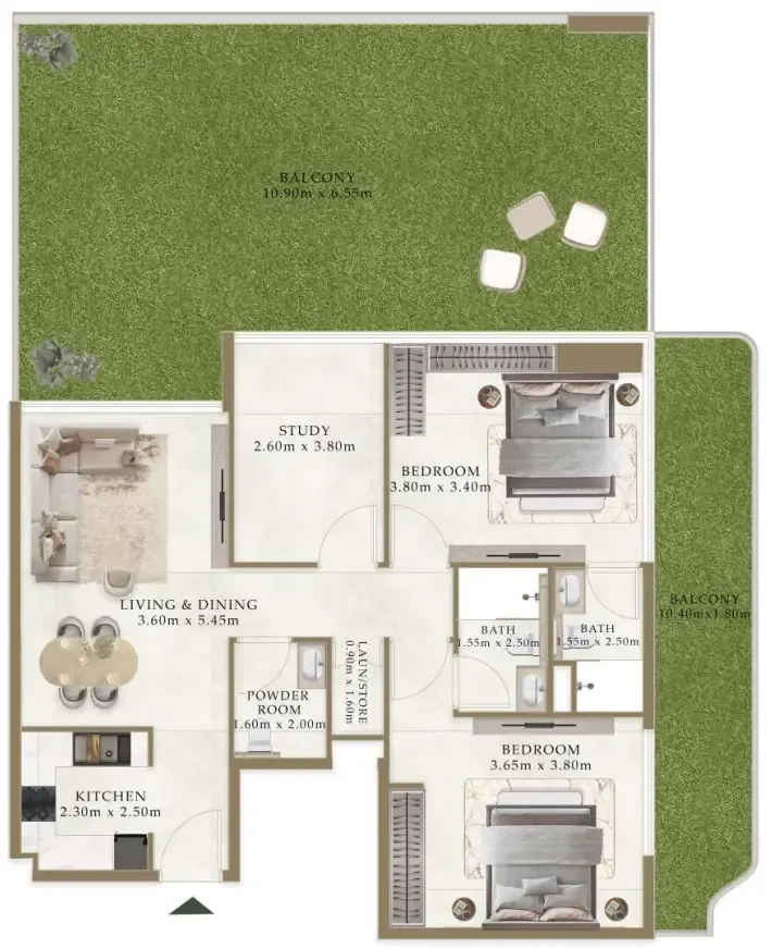 2 bedroom layout