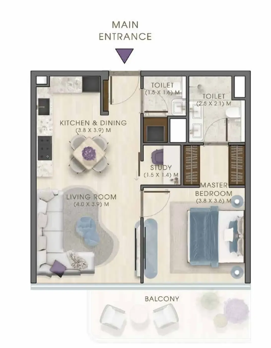1 bedroom layout