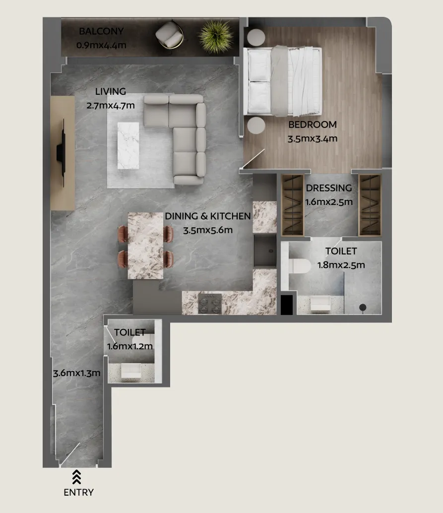 1 bedroom layout