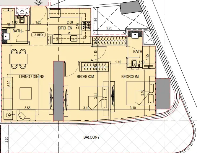 2 bedroom layout