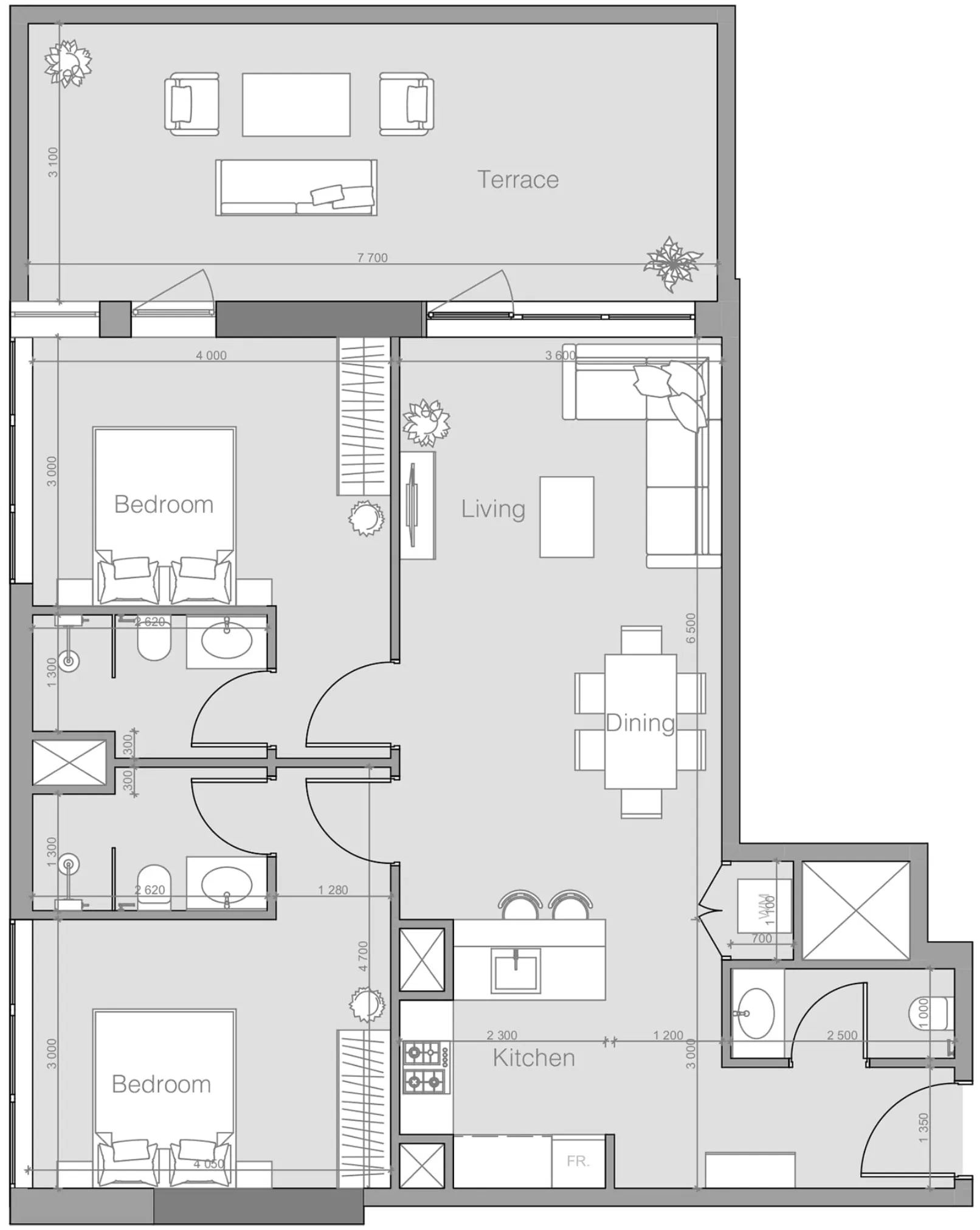 2 bedroom layout