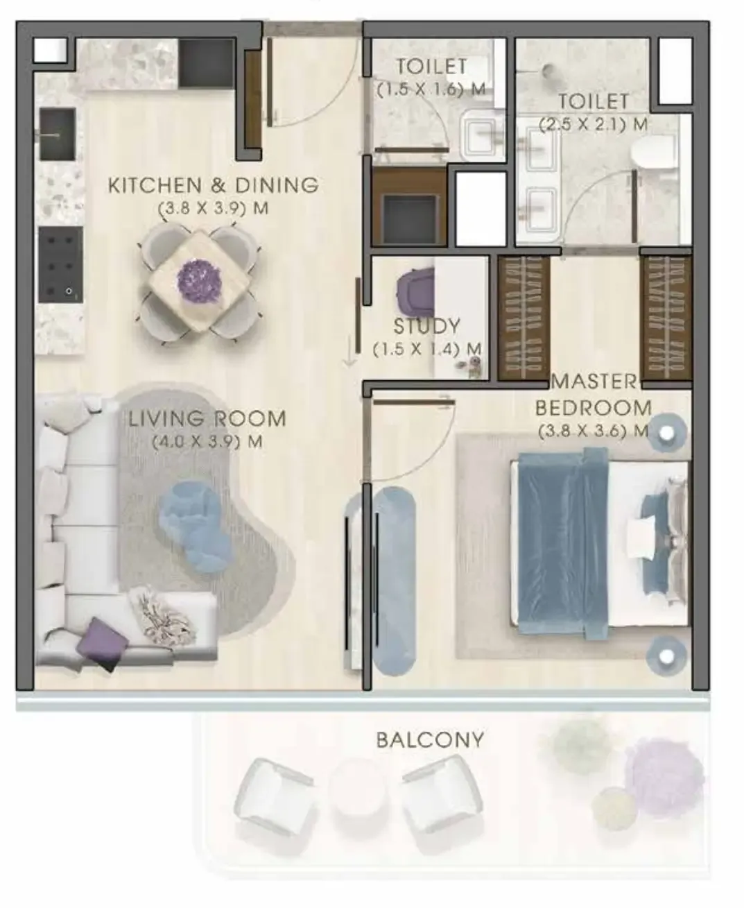 1 bedroom layout