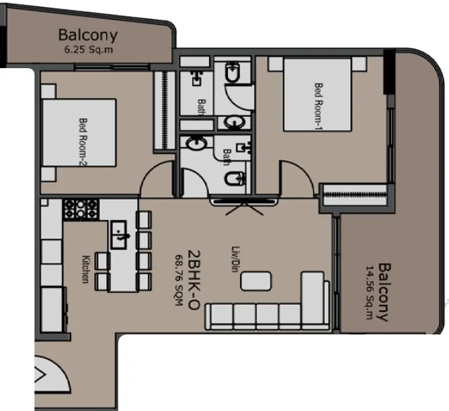 2 bedroom layout