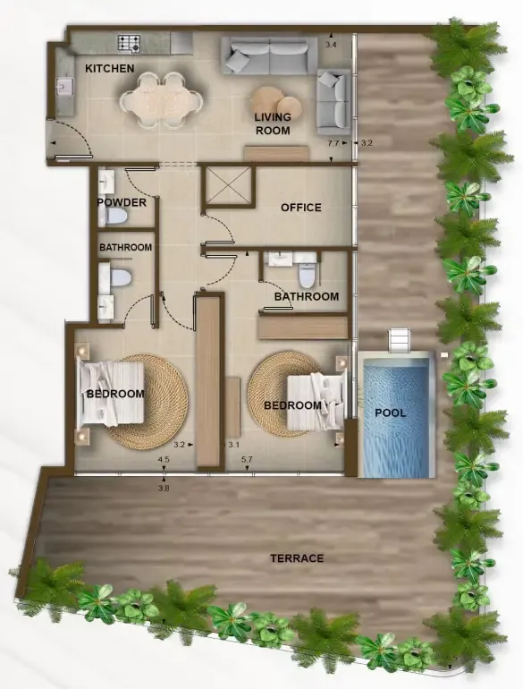 2 bedroom layout
