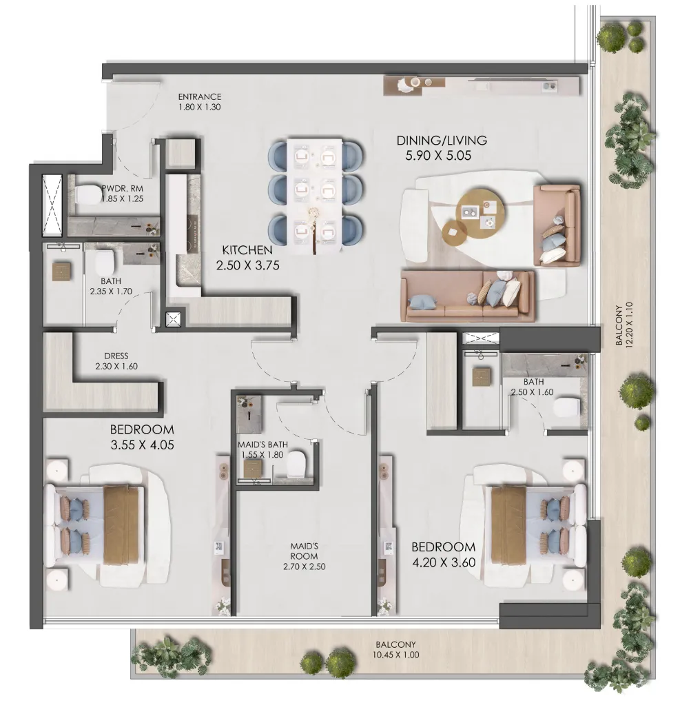 2 bedroom layout