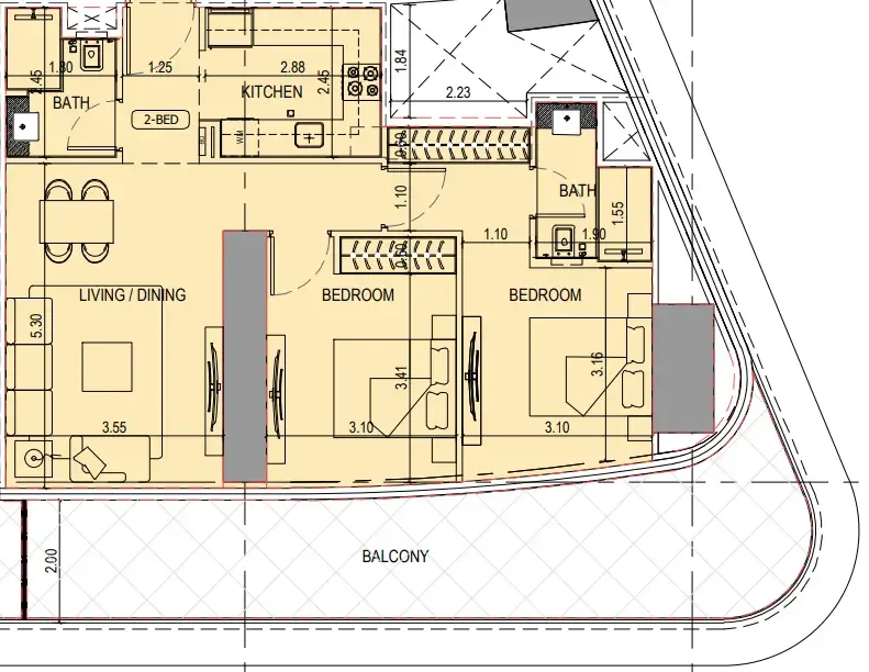2 bedroom layout