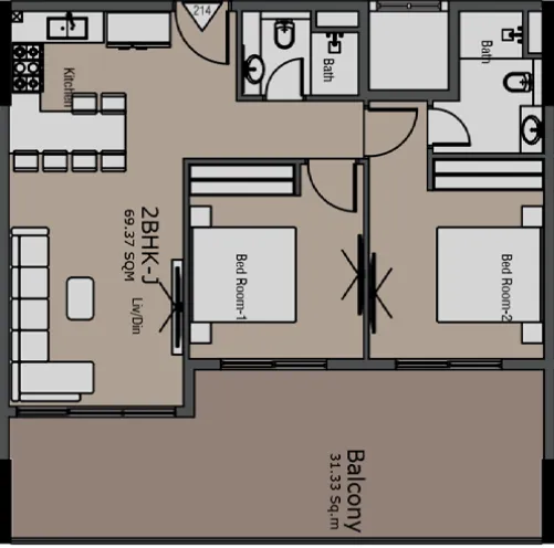 2 bedroom layout