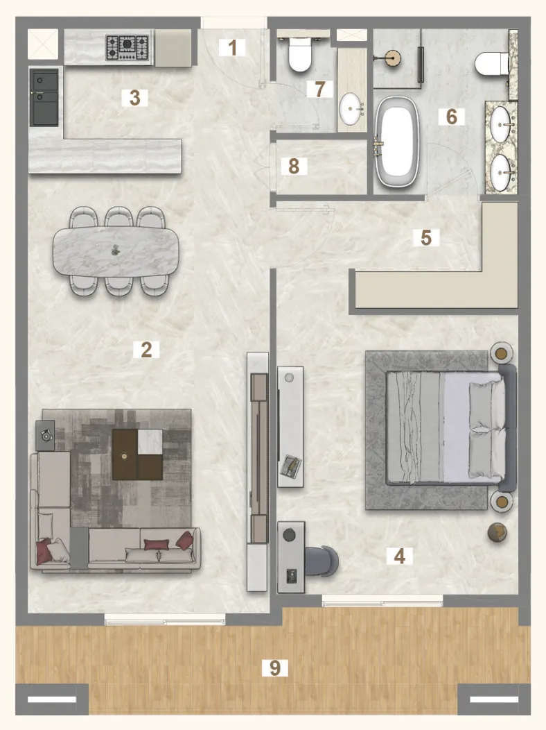 1 bedroom layout