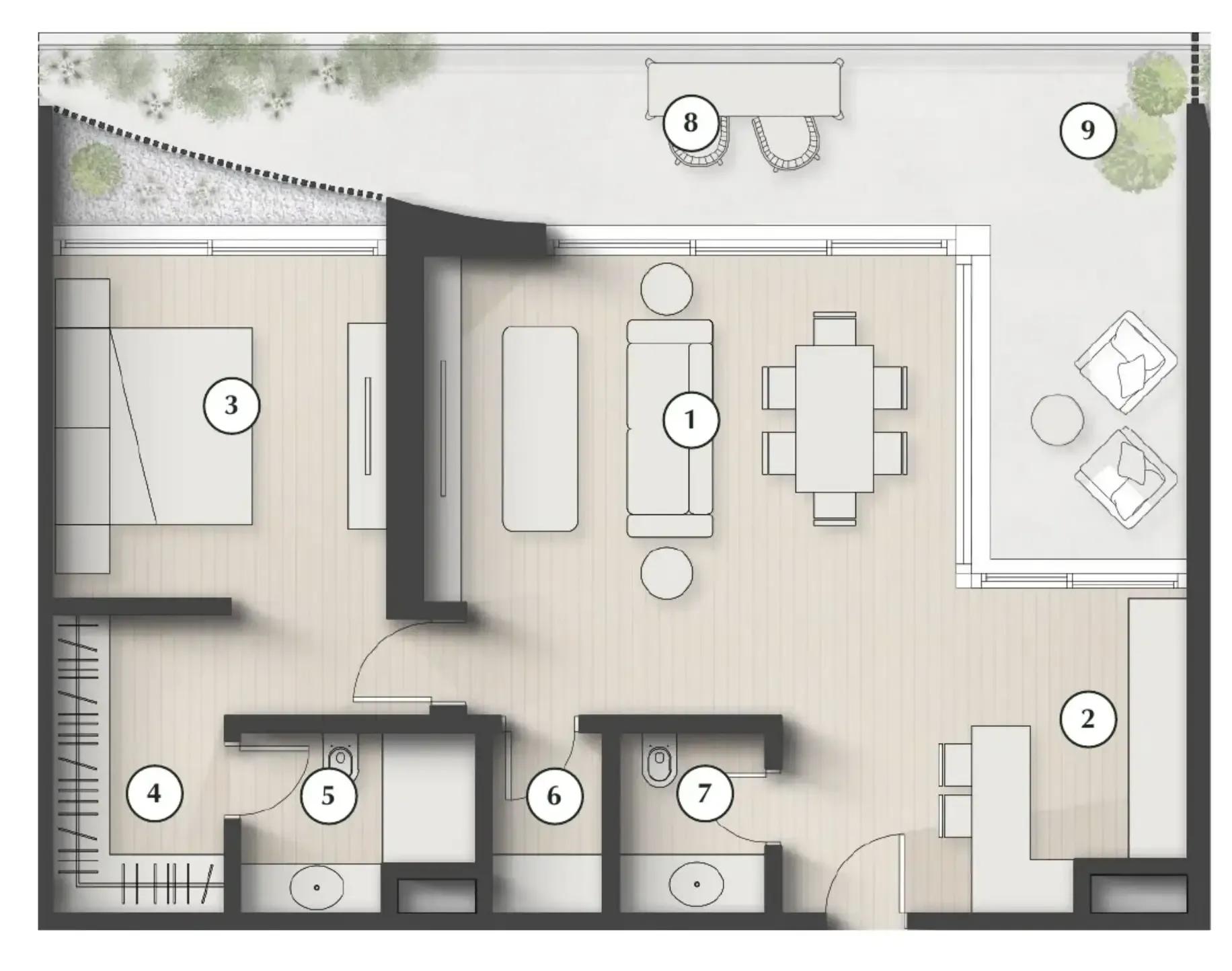 1 bedroom layout