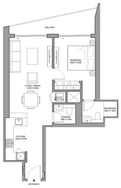 1 bedroom layout