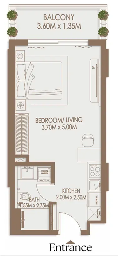 0 bedroom layout