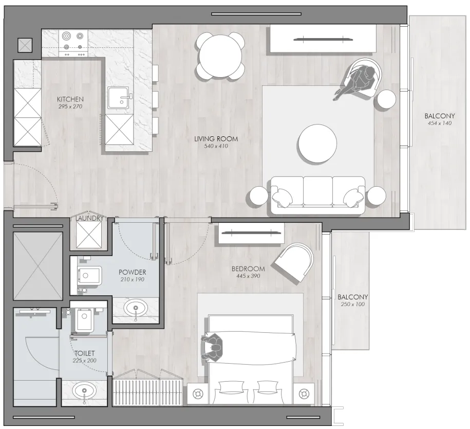 1 bedroom layout