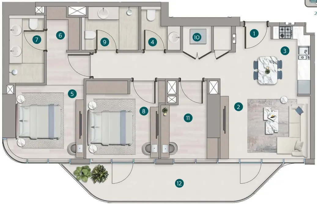2 bedroom layout