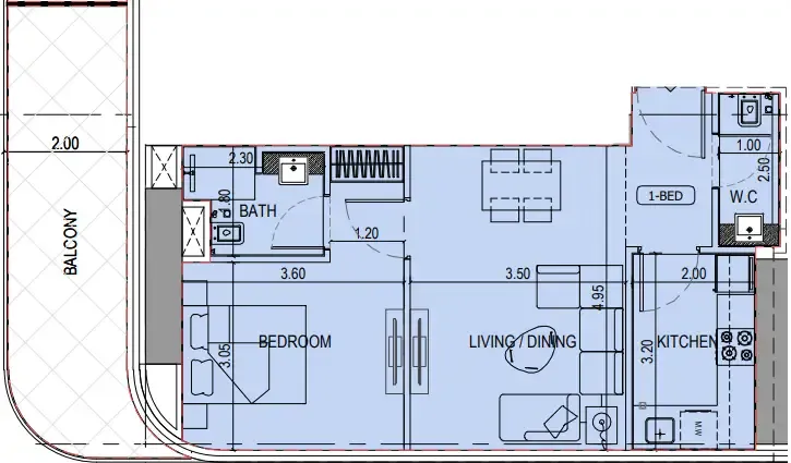 1 bedroom layout