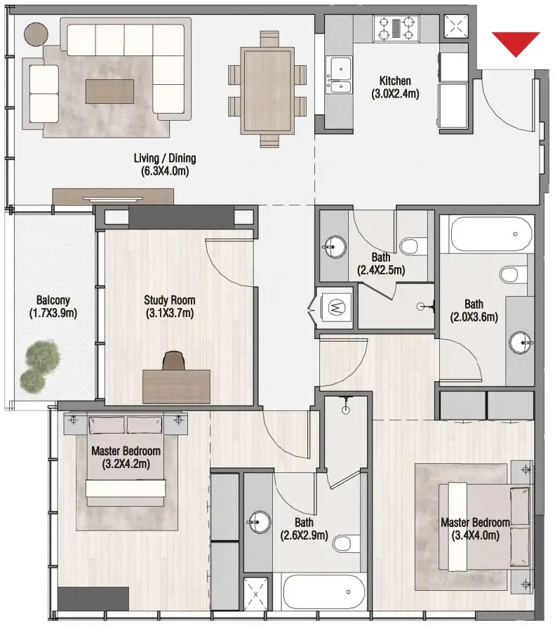 2 bedroom layout