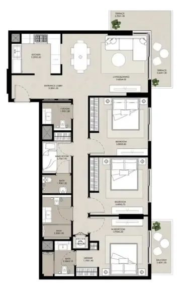 3 bedroom layout