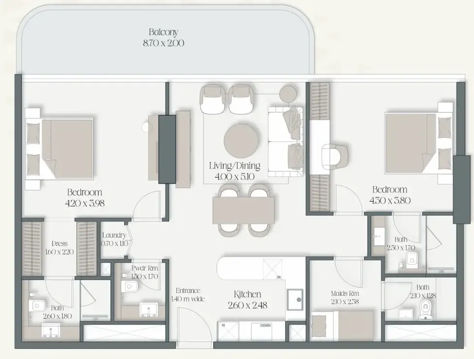 2 bedroom layout