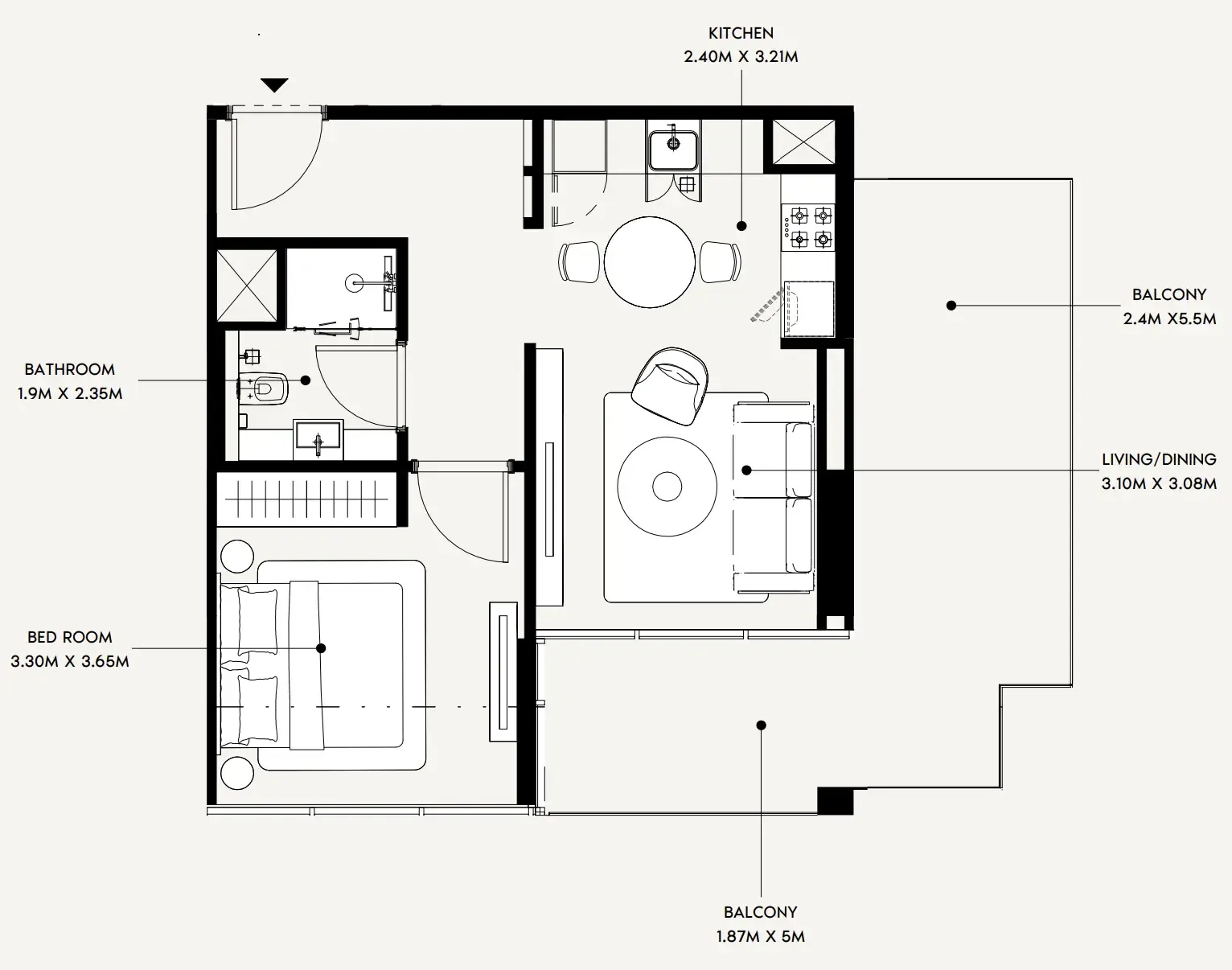 1 bedroom layout