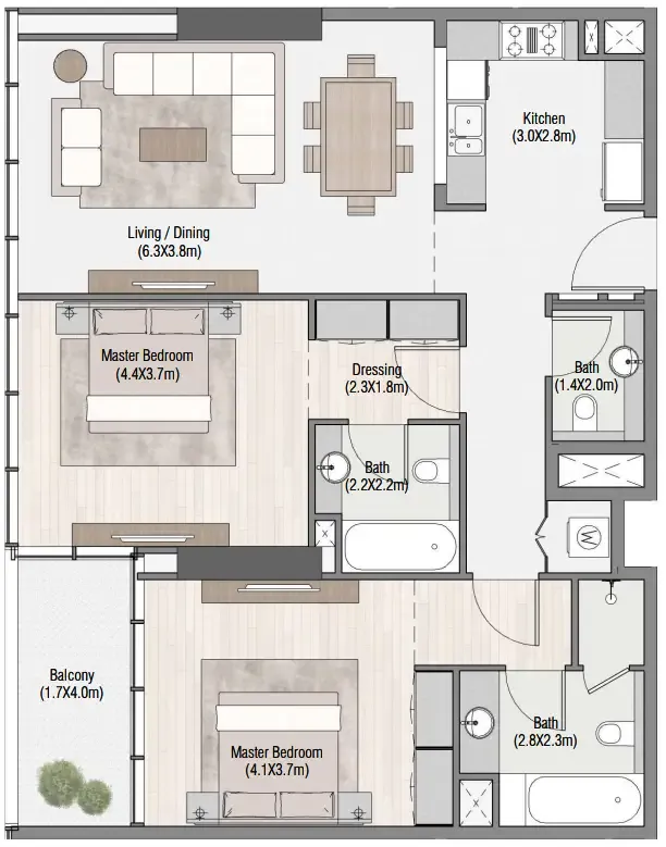 2 bedroom layout