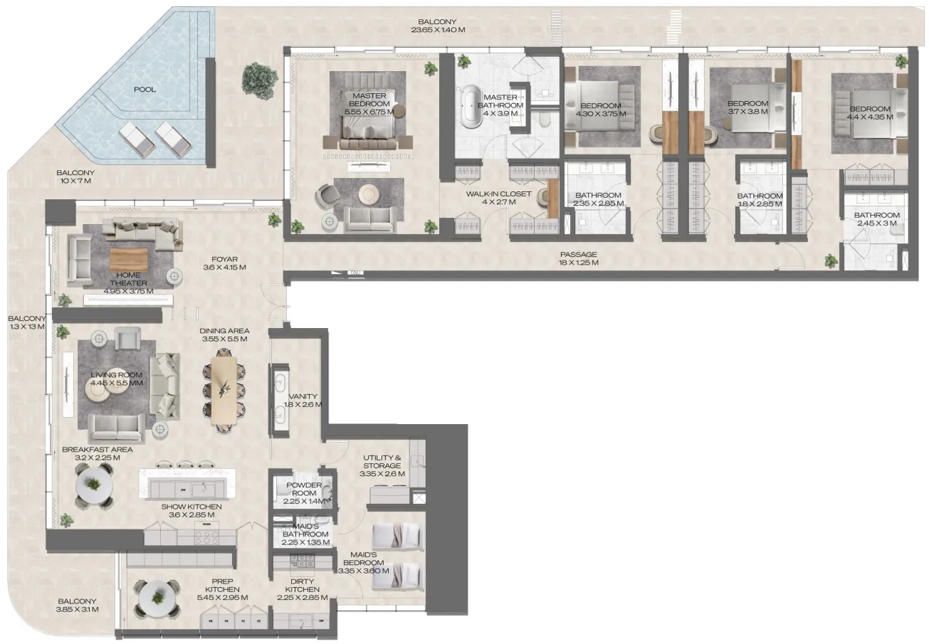 4 bedroom layout