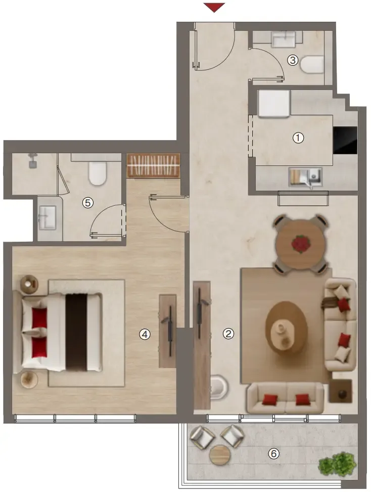 1 bedroom layout