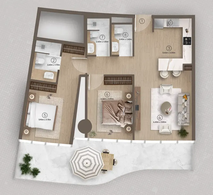 2 bedroom layout