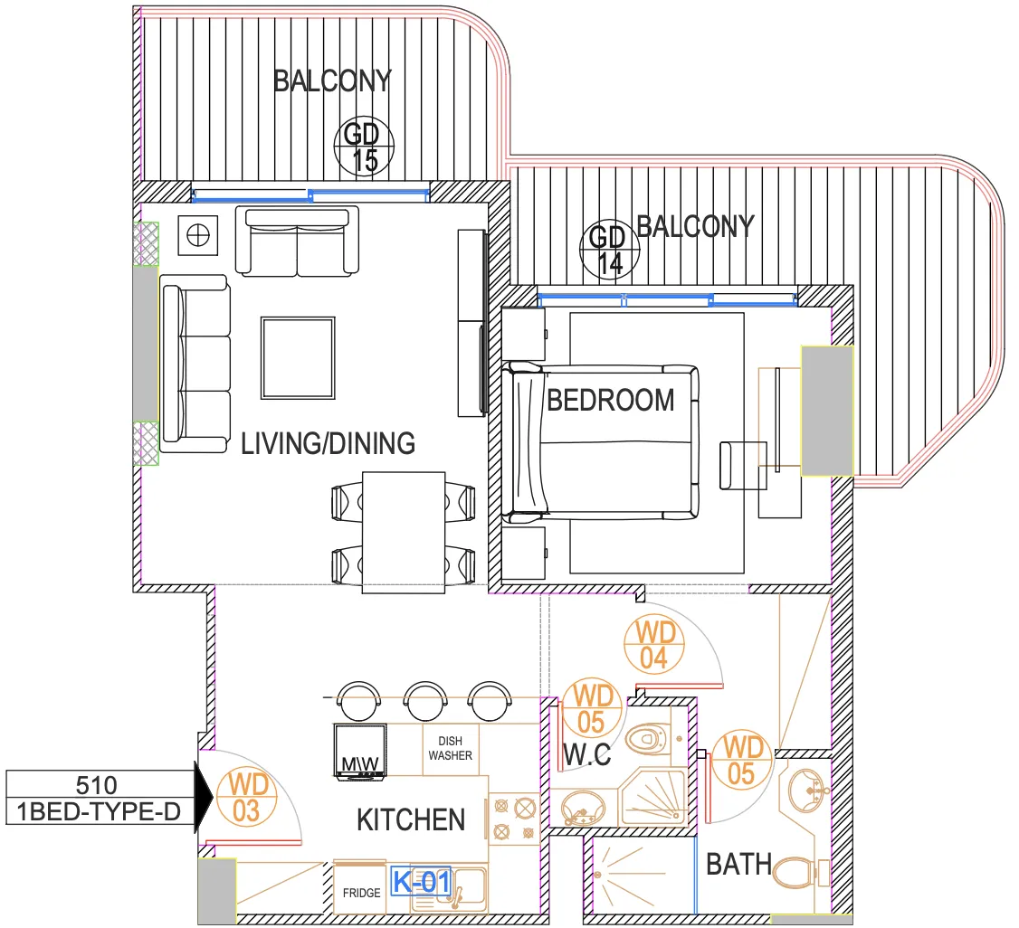 1 bedroom layout