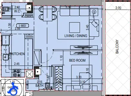 1 bedroom layout