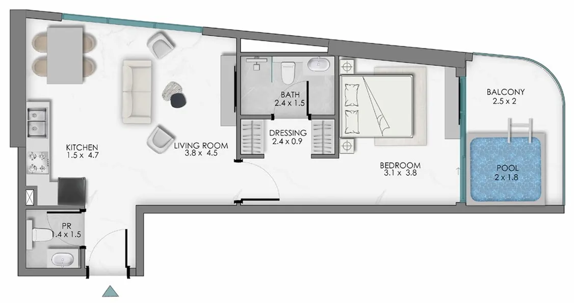 1 bedroom layout