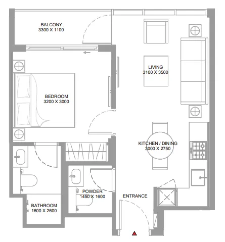 1 bedroom layout
