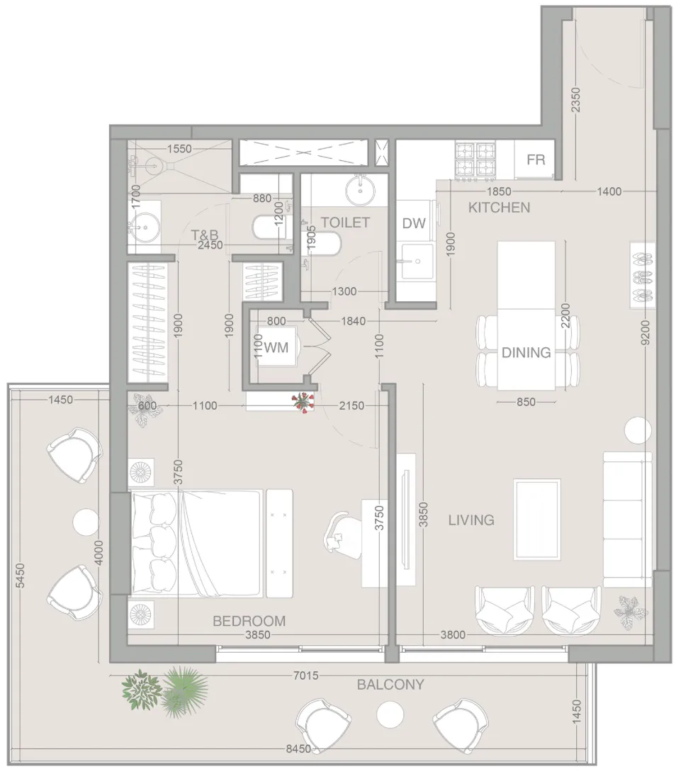 1 bedroom layout