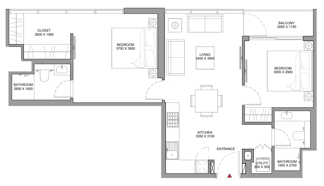 2 bedroom layout