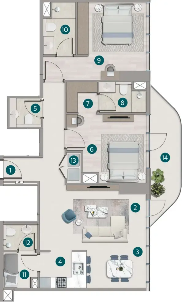 2 bedroom layout