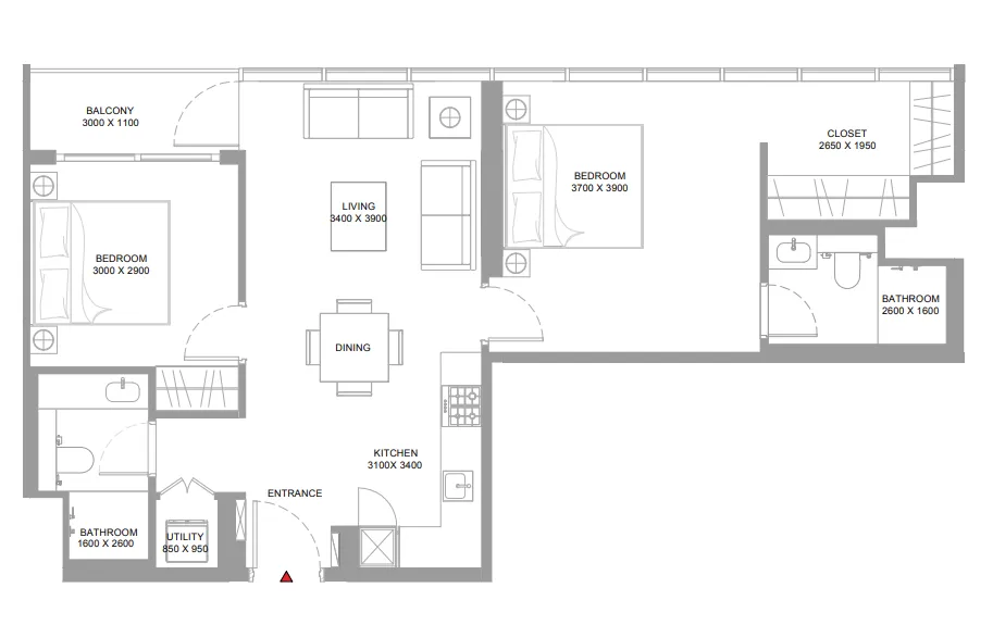 2 bedroom layout
