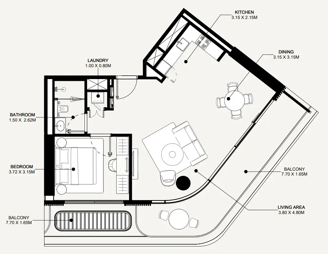 1 bedroom layout