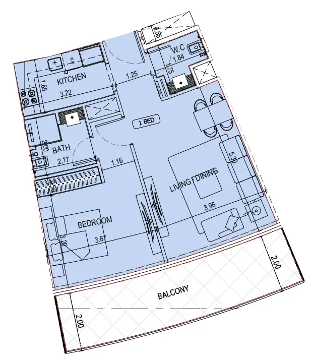 1 bedroom layout