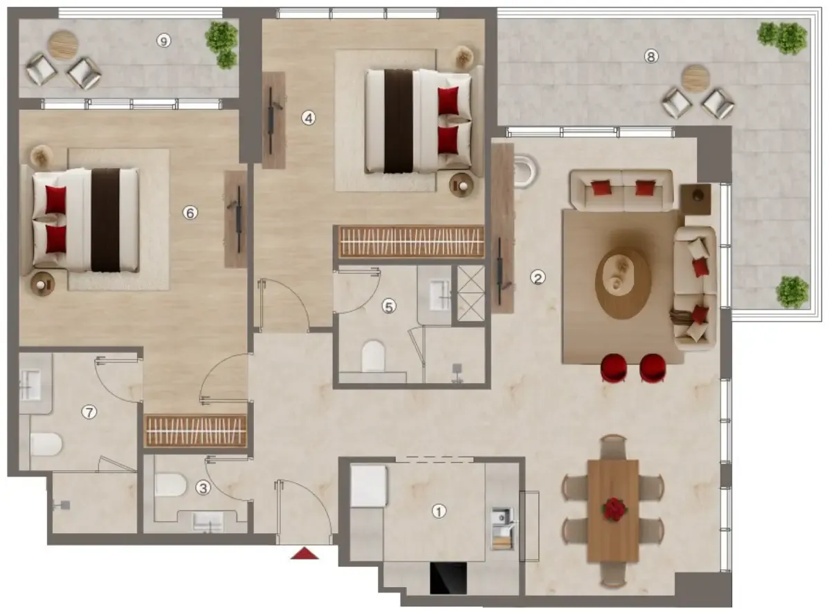 2 bedroom layout