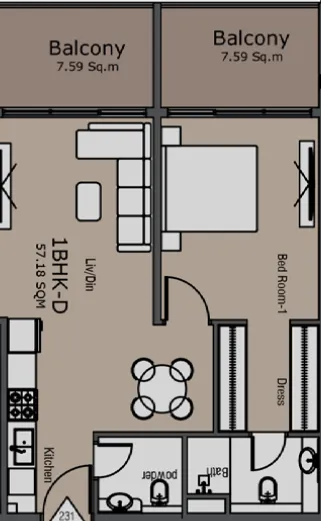 1 bedroom layout