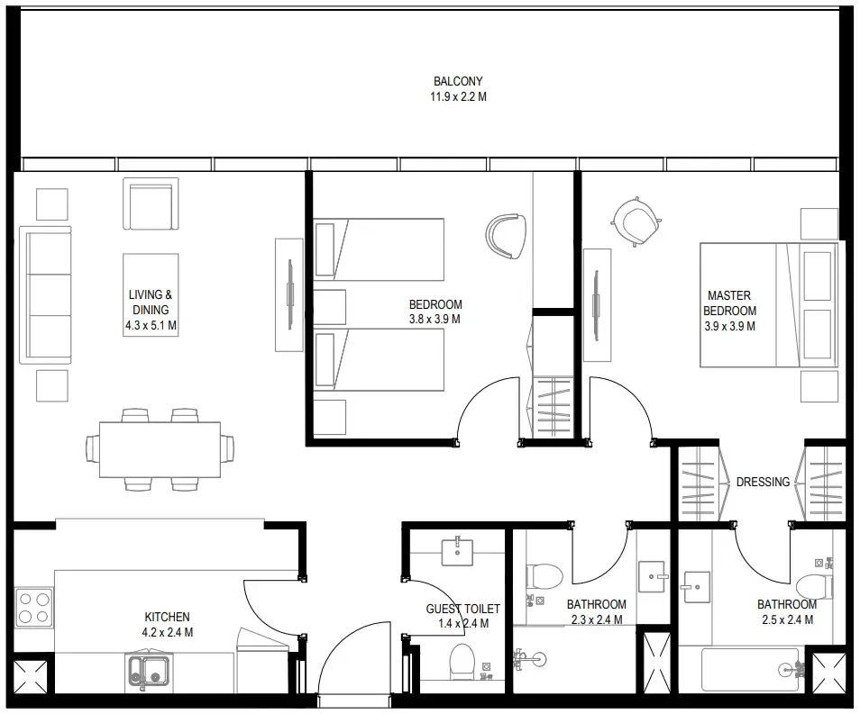 2 bedroom layout