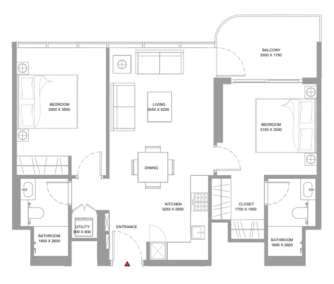2 bedroom layout