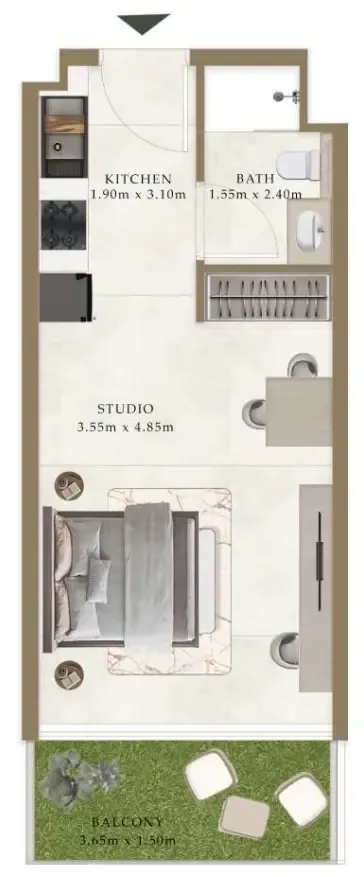 0 bedroom layout