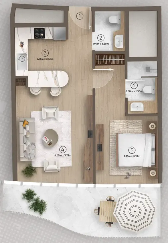 1 bedroom layout