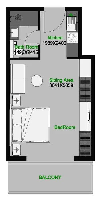 0 bedroom layout