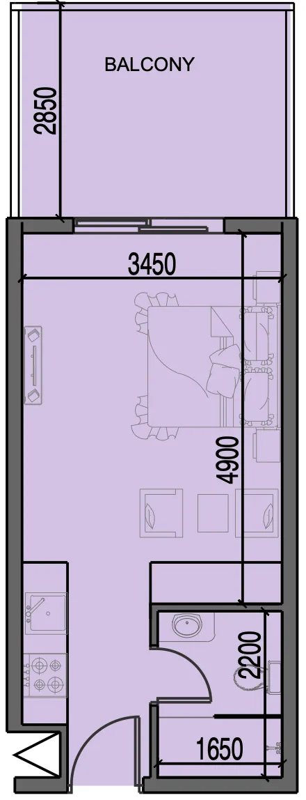 0 bedroom layout