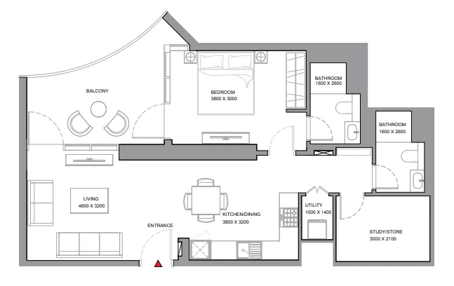 1 bedroom layout