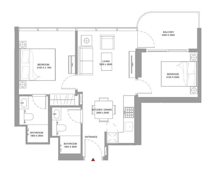 2 bedroom layout